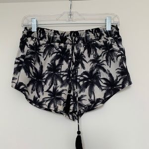 Amuse Society Black and White Palm Tree Shorts